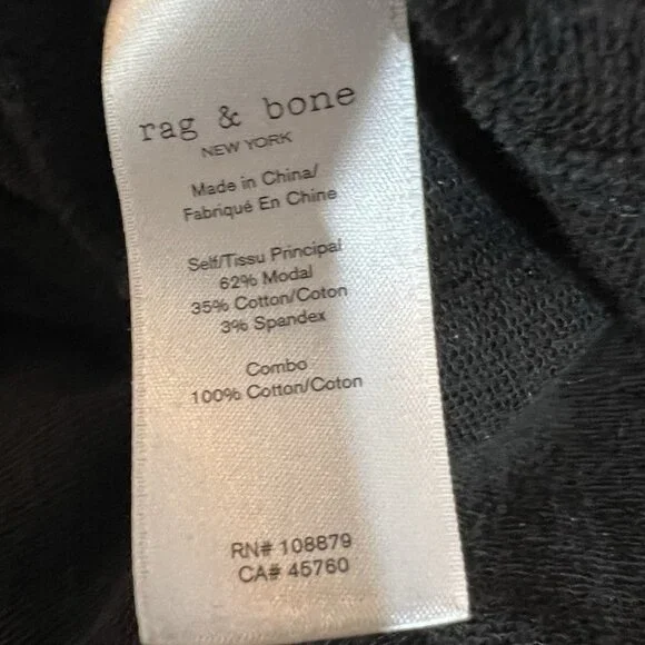 Rag & Bone V Neck Sweatshirt Size Large Women’s Black Flora Pullover Stretch - Picture 9 of 10